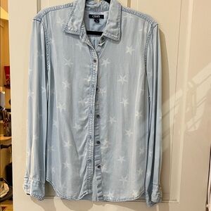 Chaps Sky Blue Star Pattern Shirt